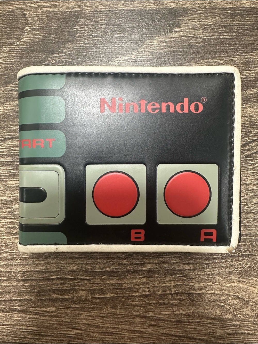 Nintendo Black Wallet with Red Button Graphics